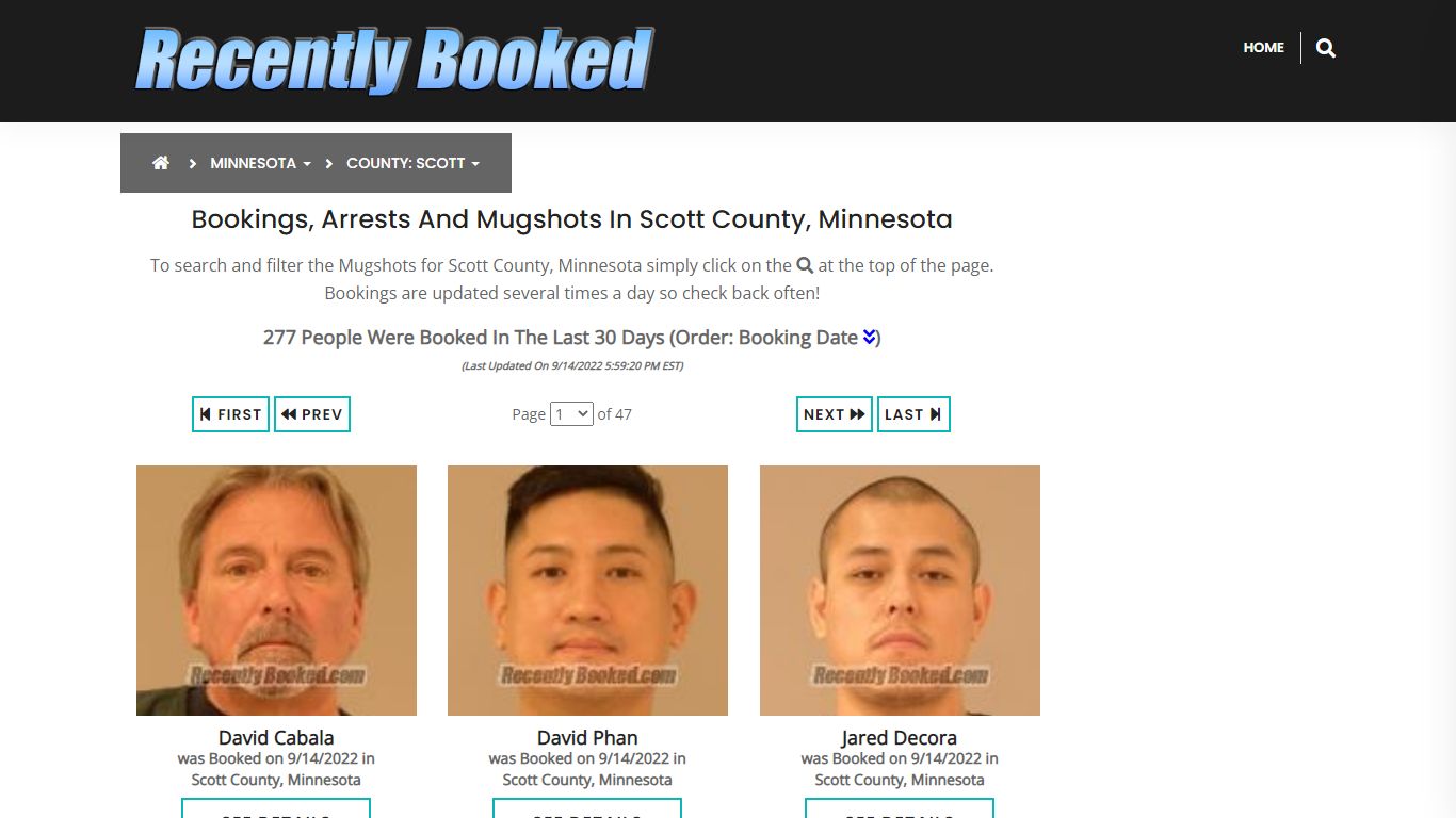 Recent bookings, Arrests, Mugshots in Scott County, Minnesota